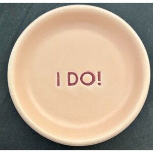 LOT OF 25 - "I DO"  Pink Ceramic Wedding Ring Dish 3" Diameter